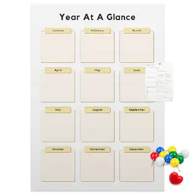 Prikbord van kurk Jaarkalender