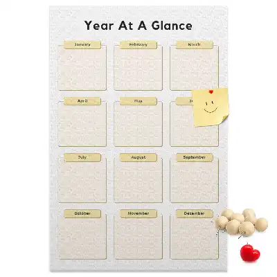 Prikbord van kurk Jaarkalender