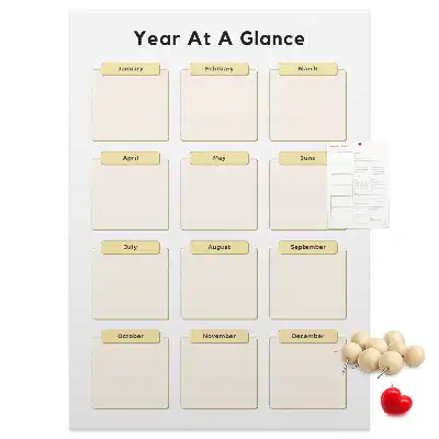 Prikbord van kurk Jaarkalender