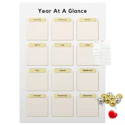 Prikbord van kurk Jaarkalender