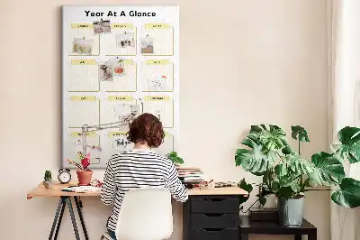 Prikbord van kurk Jaarkalender