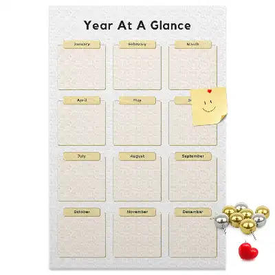 Prikbord van kurk Jaarkalender