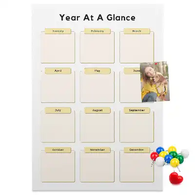 Prikbord van kurk Jaarkalender
