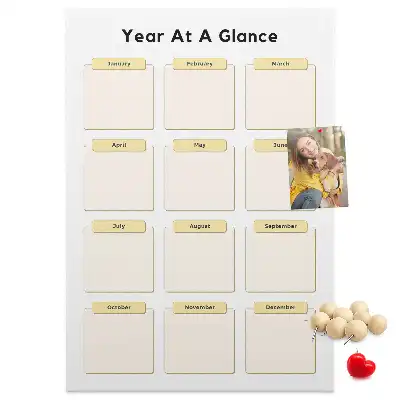 Prikbord van kurk Jaarkalender