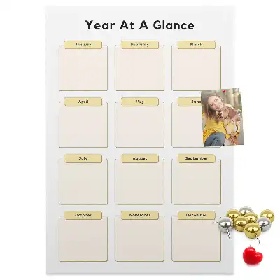 Prikbord van kurk Jaarkalender