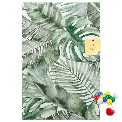 Prikbord met geschilderde bladeren in aquarelverf