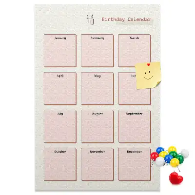 Kurken prikbord verjaardagskalender