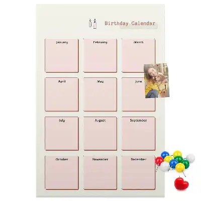 Prikbord van kurk Verjaardagskalender