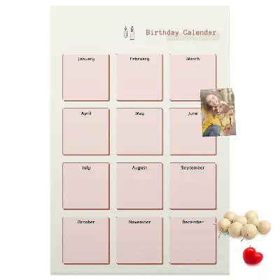 Prikbord van kurk Verjaardagskalender