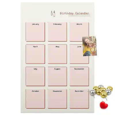 Prikbord van kurk Verjaardagskalender