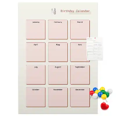 Prikbord van kurk Verjaardagskalender