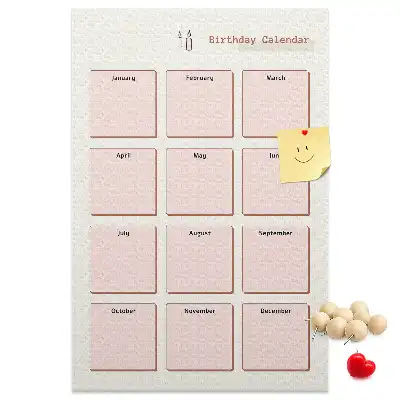 Prikbord van kurk Verjaardagskalender