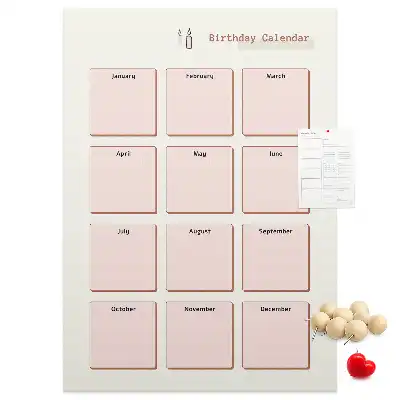Prikbord van kurk Verjaardagskalender