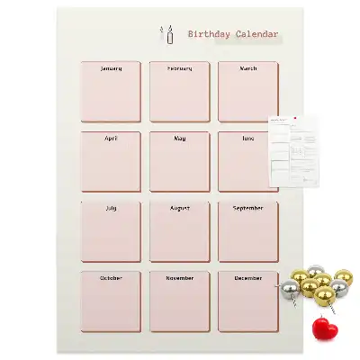 Prikbord van kurk Verjaardagskalender