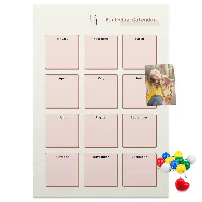 Prikbord van kurk Verjaardagskalender