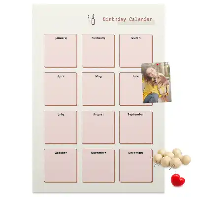 Prikbord van kurk Verjaardagskalender