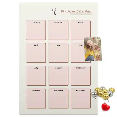Prikbord van kurk Verjaardagskalender