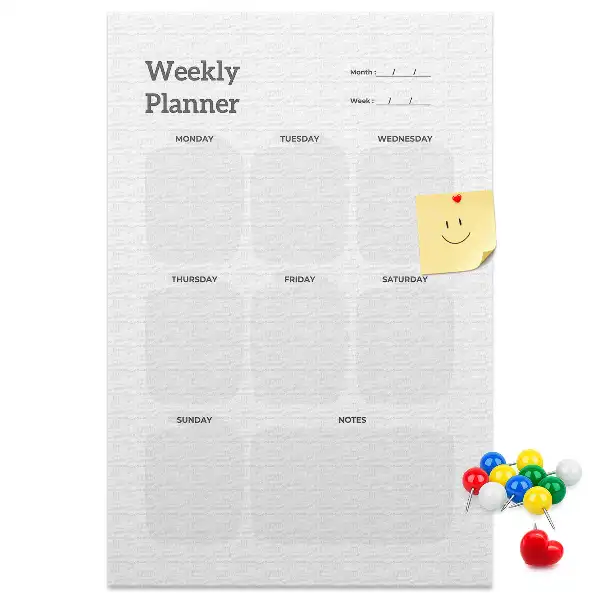Prikbord van kurk Weekplanner