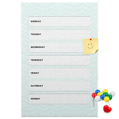 Prikbord van kurk Weekschema