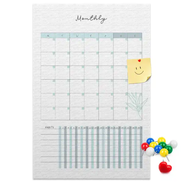 Prikbord van kurk Maandplanner