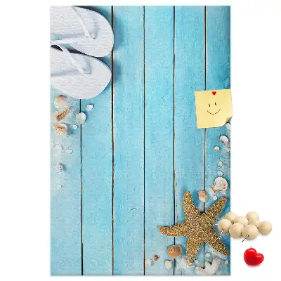 Prikbord van kurk Schelpen op hout