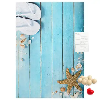 Prikbord van kurk Schelpen op hout