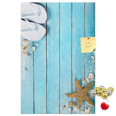 Prikbord van kurk Schelpen op hout