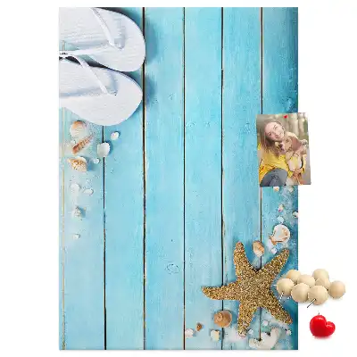 Prikbord van kurk Schelpen op hout