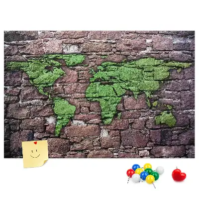 Kurken prikbord wereldkaart voor aan de muur