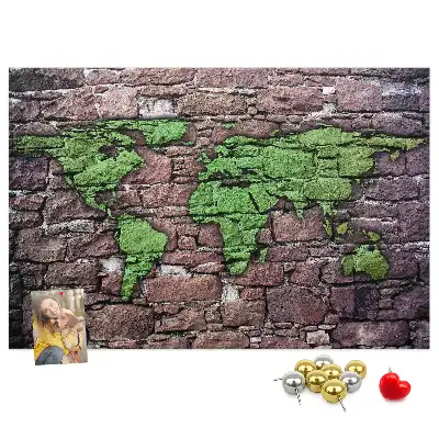 Kurk prikbord Wereldkaart aan de muur