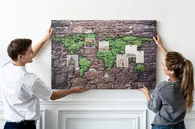Kurk prikbord Wereldkaart aan de muur