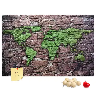 Kurk prikbord Wereldkaart aan de muur