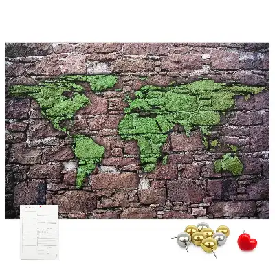 Kurk prikbord Wereldkaart aan de muur