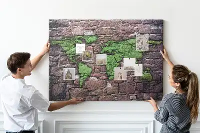Kurk prikbord Wereldkaart aan de muur