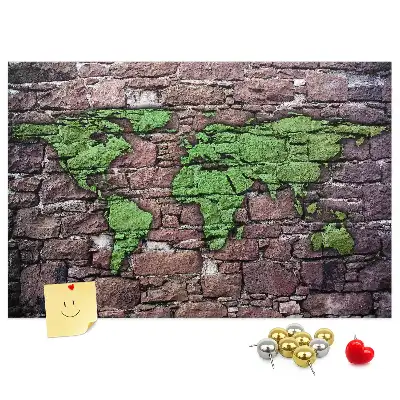 Kurk prikbord Wereldkaart aan de muur