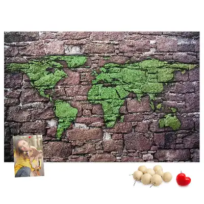 Kurk prikbord Wereldkaart aan de muur