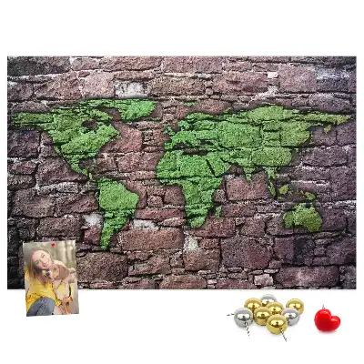 Kurk prikbord Wereldkaart aan de muur