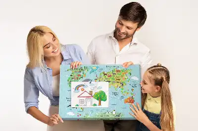 Kurk prikbord Continenten met de fauna van de wereldbol