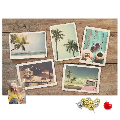Kurk prikbord Polaroidfoto's