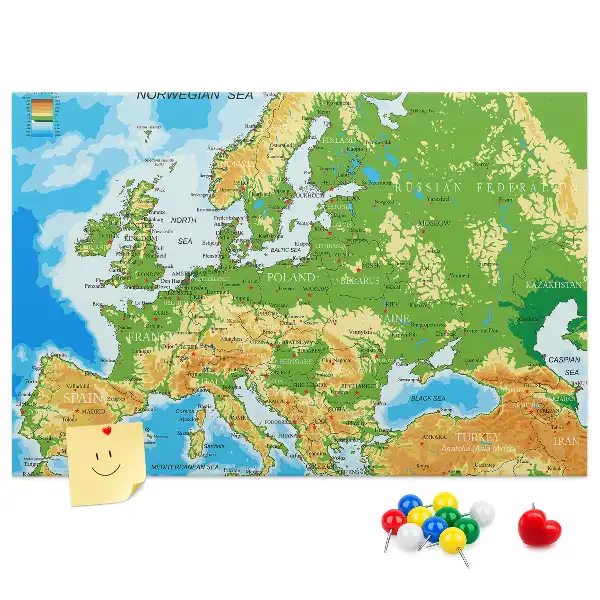 Memobord van kurk Geografie Wereldkaart