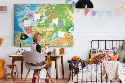 Memobord van kurk Geografie Wereldkaart