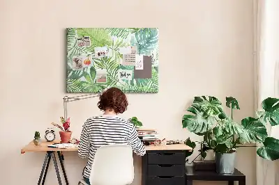 Memobord van kurk Tropische bladeren plantencompositie