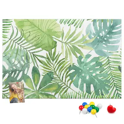Memobord van kurk Tropische bladeren plantencompositie