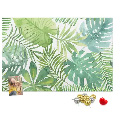 Memobord van kurk Tropische bladeren plantencompositie