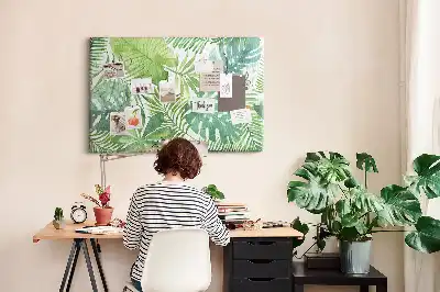 Memobord van kurk Tropische bladeren plantencompositie