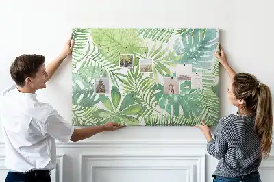 Memobord van kurk Tropische bladeren plantencompositie