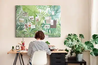 Memobord van kurk Tropische bladeren plantencompositie