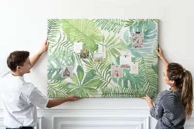 Memobord van kurk Tropische bladeren plantencompositie