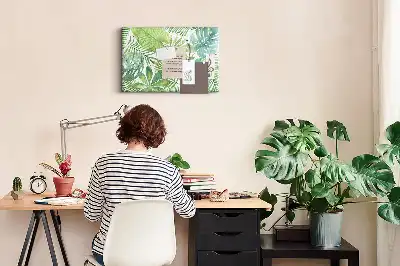 Memobord van kurk Tropische bladeren plantencompositie