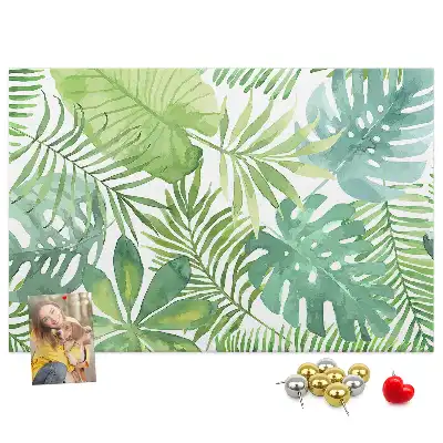 Memobord van kurk Tropische bladeren plantencompositie